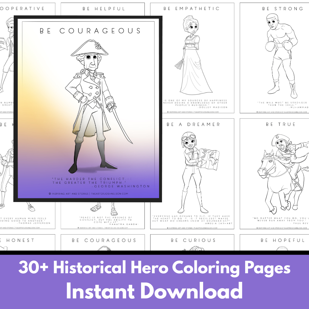 Historical Hero Coloring Page Bundle (30+ Pages)